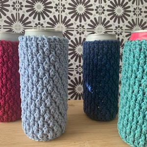 Crochet Skinny Can Cozy - Handmade Drink Sleeve - Crochet Bottle Cozy - Tall Can Cover
