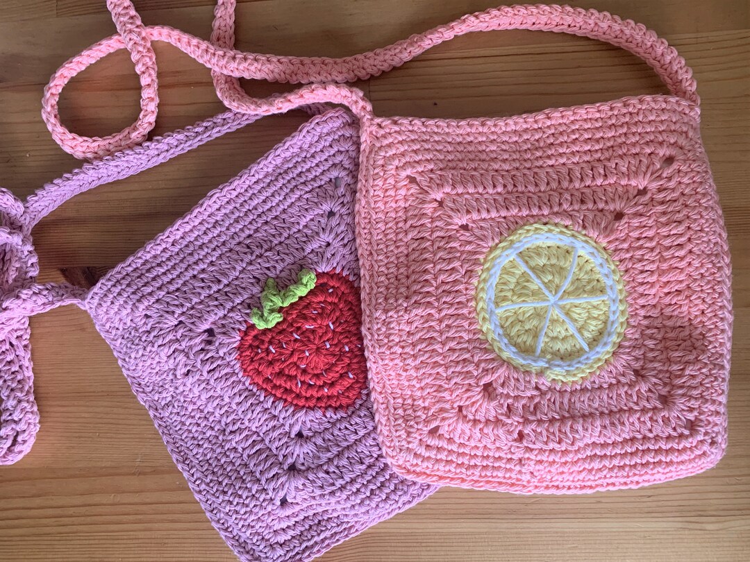 Crochet Fruit Bag Strawberry Crossbody Bag Lemon Crossbody Bag Handmade