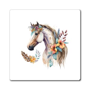 Beautiful Horse and Flowers Magnet