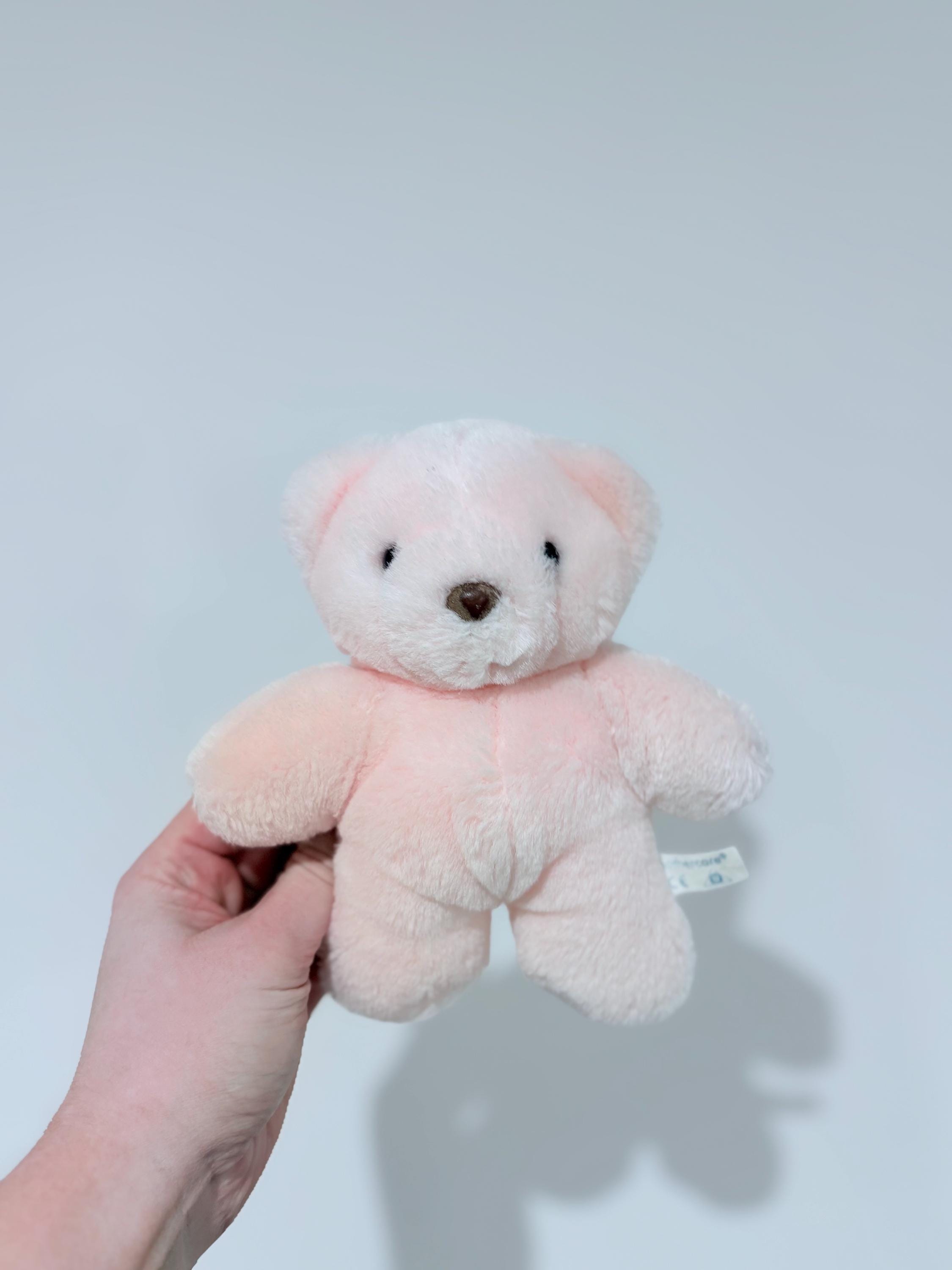 Vintage Pink Mothercare Baby Teddy Bear With Brown Nose 1990s