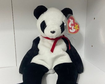 Fortune The Panda bear TY Beanie Buddy Retired Vintage Plush Rare - Beanie babies 90's