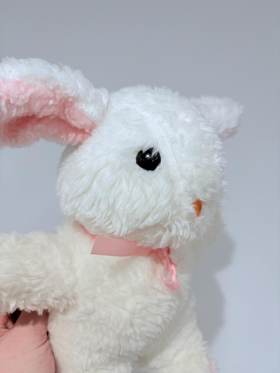 Mothercare Vintage White Bunny Rabbit Pink Ears Paws | Soft Plush
