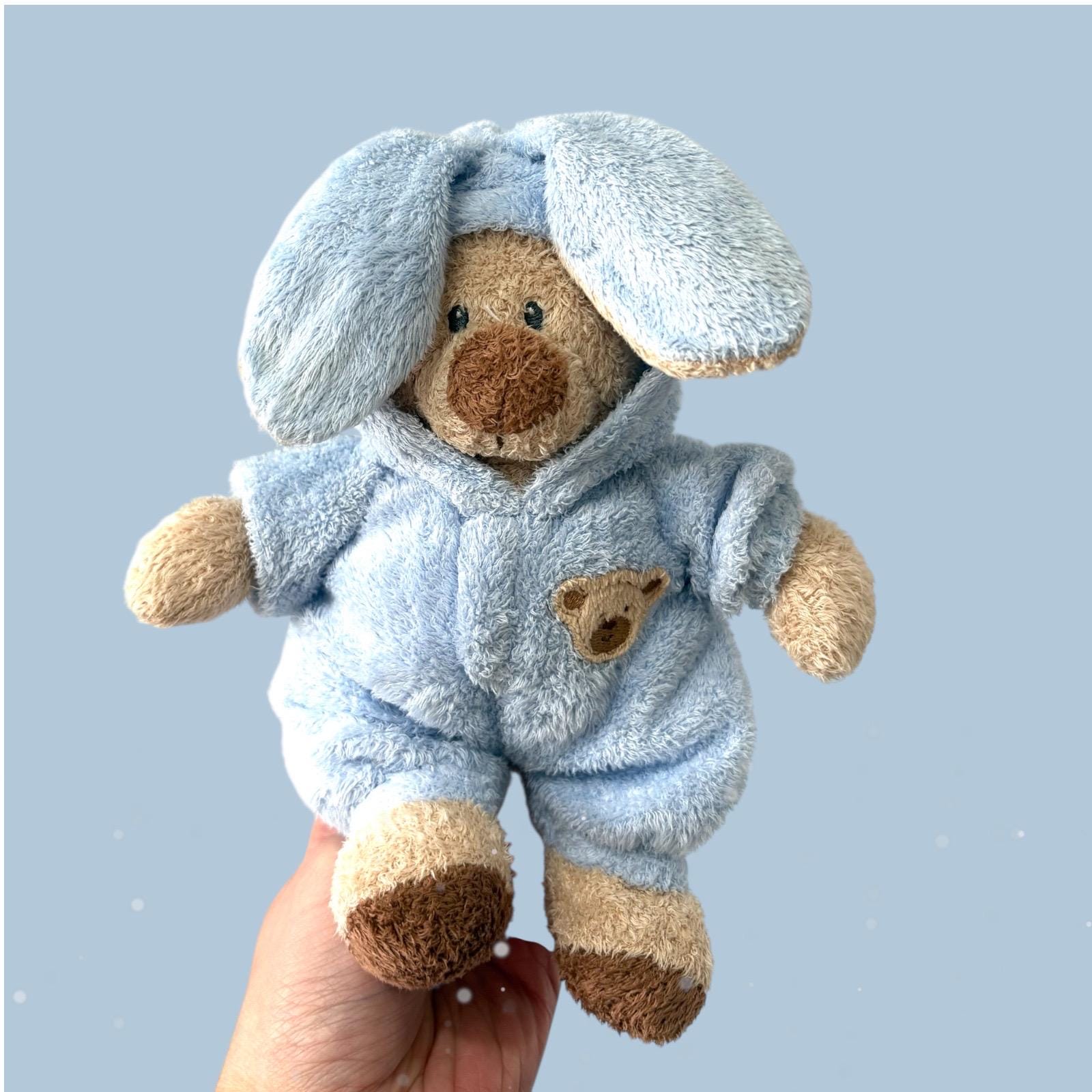 Ty Pluffies Pj Bear Love to Baby Blue Teddy Bear in Bunny Ears