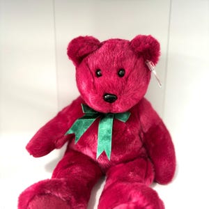 TY Beanie Babies Cranberry  Maroon Dark Red Bear ‘Teddy’ 1990s Retired Plush Toy