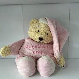 Vintage Baby Girl Pink Mothercare Fluffy Bedtime Bear Comforter
