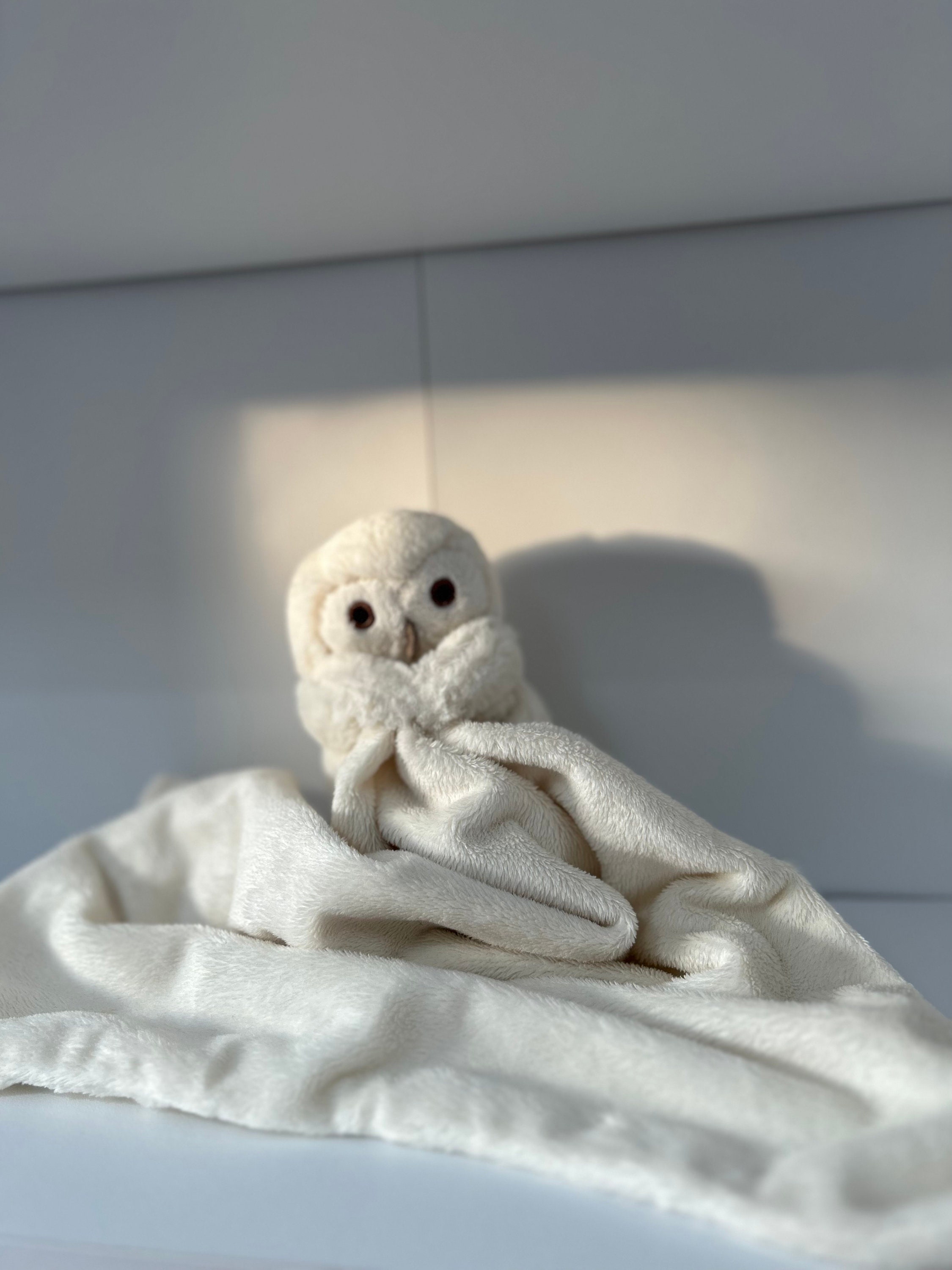 Retired Jellycat Bashful Owl Soother White Ivory Plush Blanket Neutral Baby Comforter Etsy