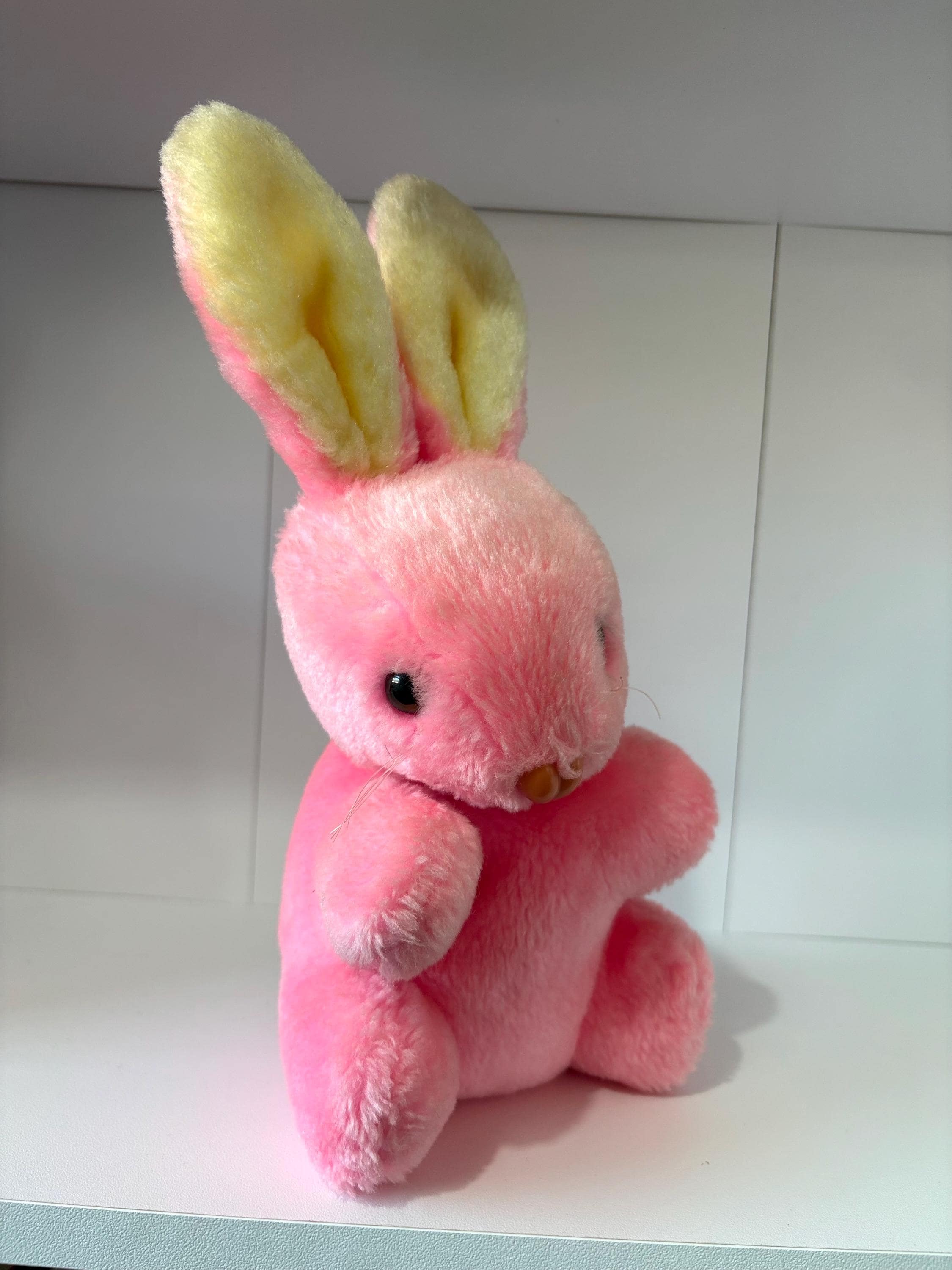 PinkRabbit ① Vintage Rare 1980's - 1980's Pink Bunny Rabbit Plush Toy