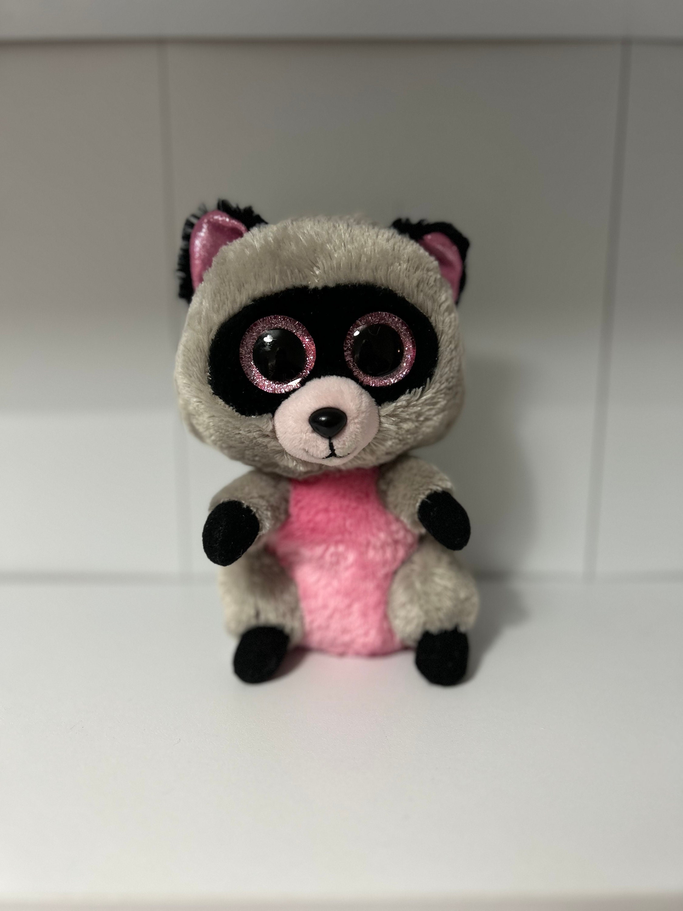 Ty Beanie Boos Rocco the Racoon Pink Grey Plush Soft Toy Retired Etsy UK