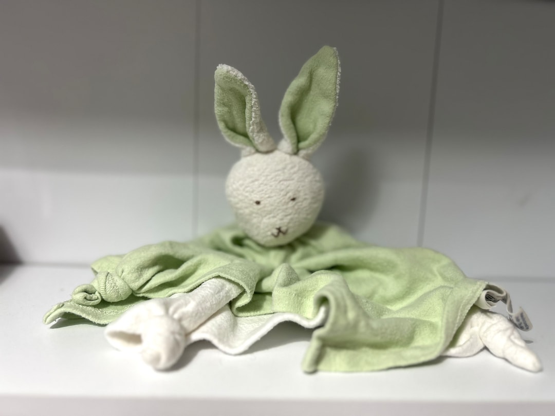 Nile Rabbit Rare Under the Nile Green & White Bunny Rabbit Organic Cotton Neutral ...