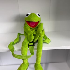 Green Kermit The Frog Plush Backpack | Jim Henson The muppets vintage toy 1990s