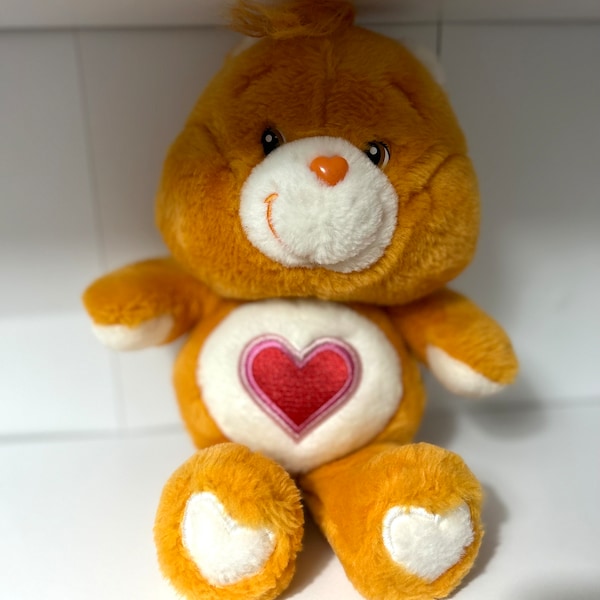 vintage Ours Tenderheart Orange Heart Carebear 2002 en peluche pour enfants | Peluche kawaii | Jouet pour filles nostalgie des années 80