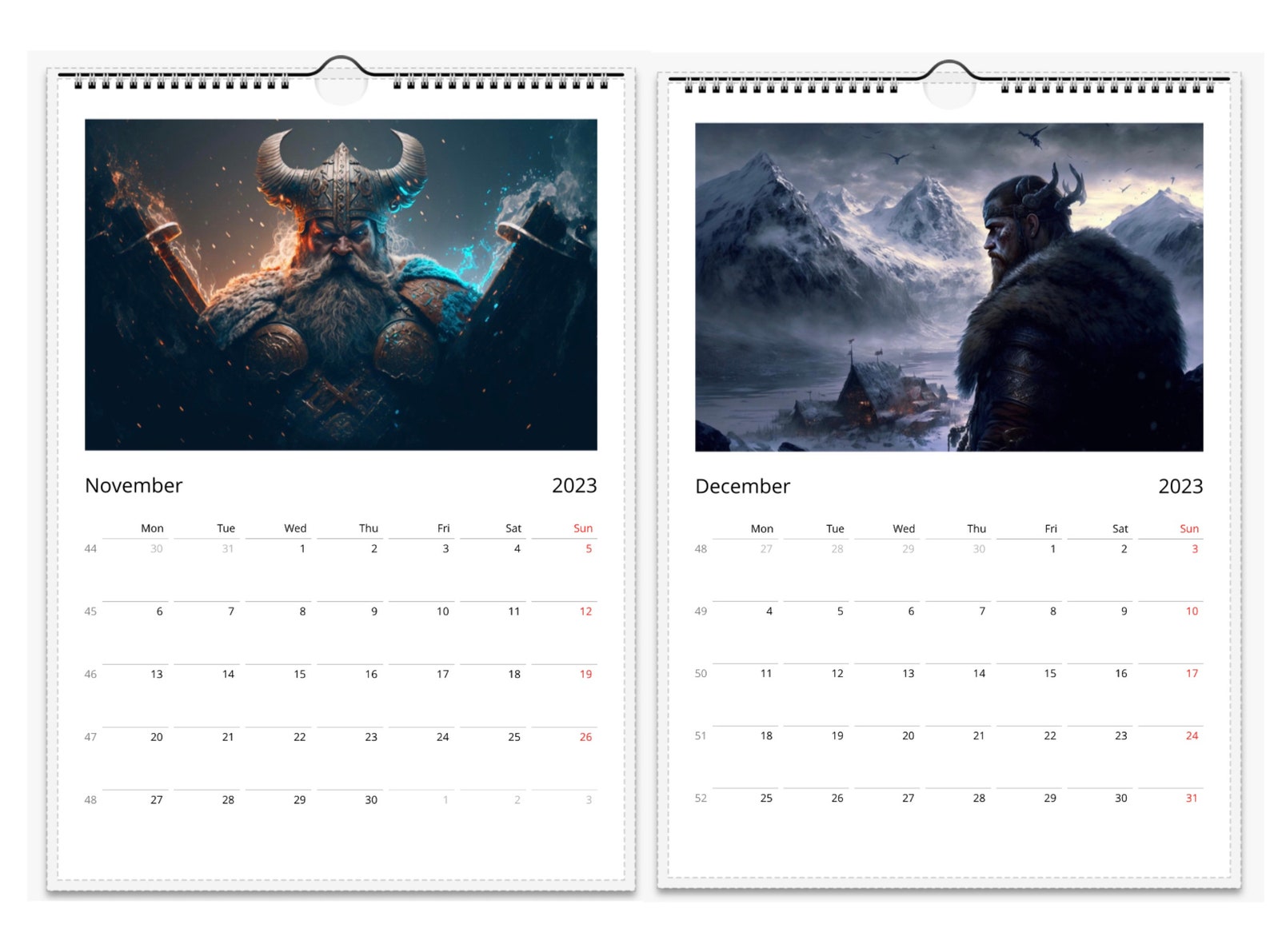 Viking Wall Calendar 2023 With 12 Different Pieces of Viking Etsy UK
