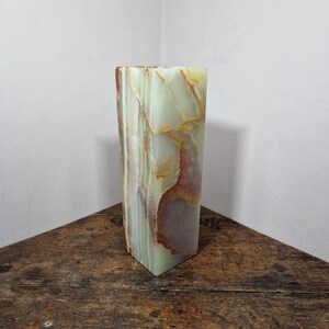 Heavy Vintage Solid White Onyx Block Vase