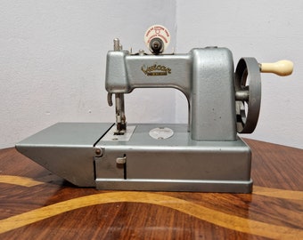 Vintage Vulcan Featherweight Miniature Sewing Machine Grey Light Restoration
