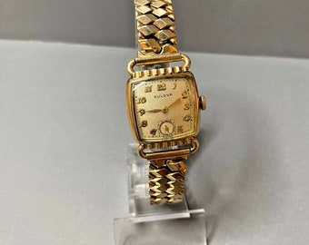 VTG 1954 BULOVA cal 10bc 10K RGP 15JmMENS wATCH rUNS wt 12k gOLD fILLED bRACELET