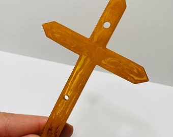 vintage bakelite catalin BUTTERSCOTCH wall CRUCIFIX CROSS 5 1/2