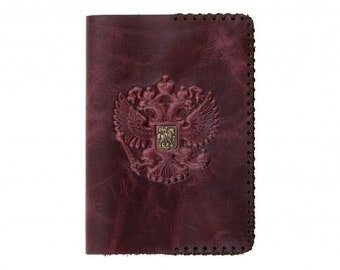 Russischer Pass-Lederhüllen-Halter, Bronze-Wappendokument