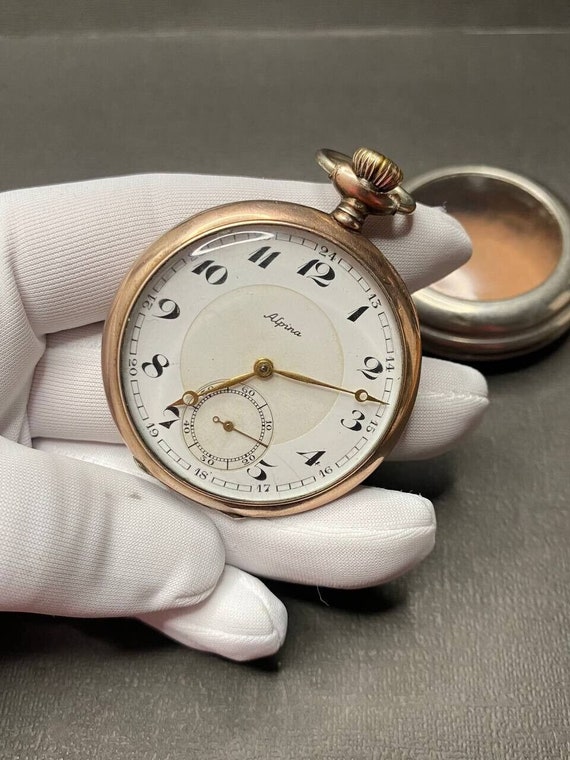 Antique Silver 800 Swiss Made Alpina Cal. 291 Pocket Watch With