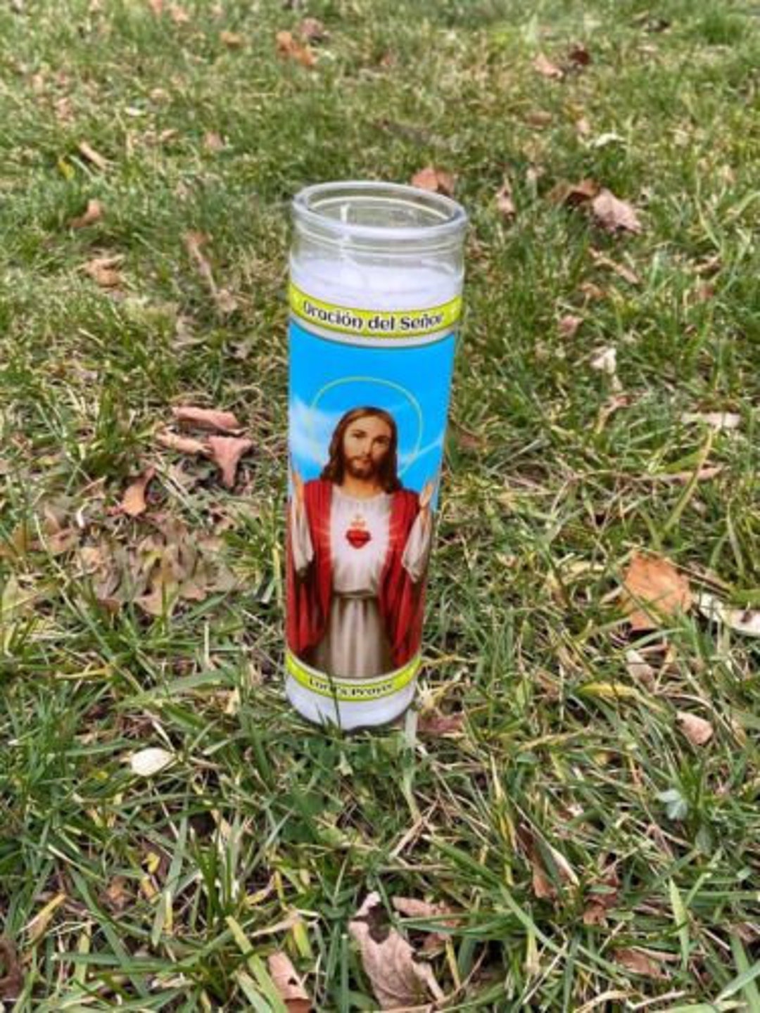 New Glass Prayer Candles 8 in Lords Prayer Christian Last Supper Etsy