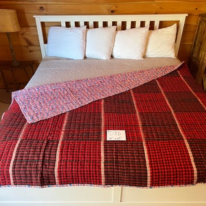 Vintage Lodge Handmade Red Patch Quilt