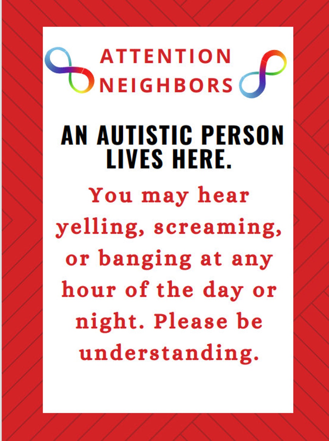 Autistic Person Door Sign - Digital Download - Etsy