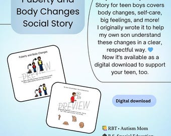 Historia social sobre la pubertad y los cambios corporales (masculina) - Descarga digital
