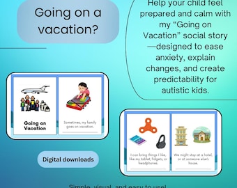 Histoire sociale de départ en vacances – Support visuel pour enfants autistes | Routine de voyage imprimable | Récit social sur l'autisme - Téléchargement numérique
