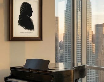Johann Sebastian Bach Silhouette Canvas Print | Classical Music Wall Art, Music Room Decor