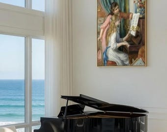 Renoir Two Girls at the Piano Canvas Print, Impressionist Wall Art, Music Room Decor