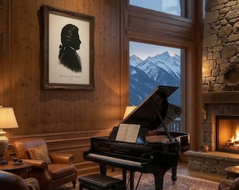 Wolfgang Mozart Silhouette Canvas Print | Classical Music Composer Portrait, Music Room Decor