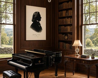 Franz Liszt Silhouette Canvas Print Composer Portrait Wall Art Music Room