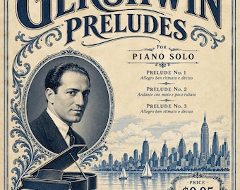 Gershwin Three Preludes Sheet Music PDF, Solo Piano Score, Classical Jazz