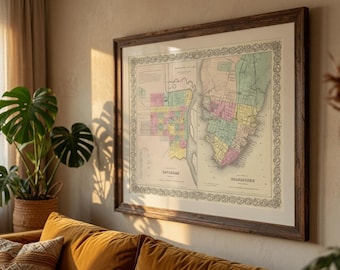 1855 Savannah Charleston Map Print | Vintage Georgia South Carolina Wall Art