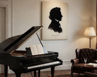 Frédéric Chopin Silhouette Canvas Print | Classical Music Wall Art, Pianist Gift