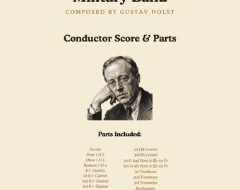 Gustav Holst Second Suite Military Band Score Parts (Digital Download)