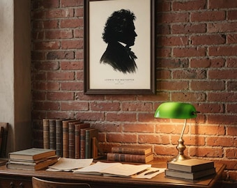 Beethoven Silhouette Canvas Print | Music Room Decor, Classical Composer Portrait
