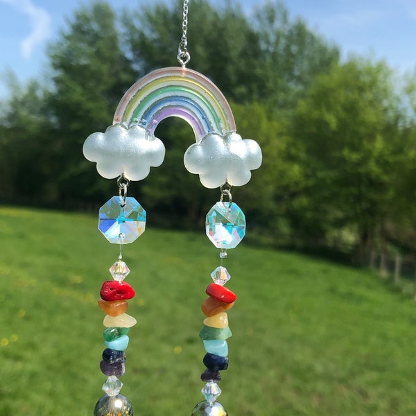 Mini rainbow Resin  and crystal sun catcher Celestial gift Handmade gift Indoor home decor Healing Crystals Preciosa Crystal special gift