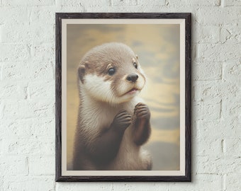 Baby Otter Print, Baby Dieren Prints voor Kwekerij, Otter Art Print, Baby Animal Nursery Prints, Otter Wall Art Poster, Baby Nursery Dieren