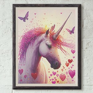 Watercolor Unicorn Wall Art, Unicorn Wall Art Prints, Pink Unicorn Art Print, Unicorn Watercolor Art Print, Watercolor Unicorn Painting
