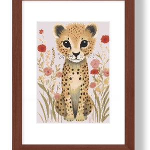 Safari Boho Baby Animals Cross Stitch Pattern, Nursery Animal Crossstitch, Cute Animal Cross Stitch, Safari Animals Wallart, Cheetah Print