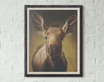 Baby Moose Print, Baby Animal Prints, Nursery Prints, Woodland Nursery Decor, Baby Animals Prints for Nursery, Baby Animal Printables