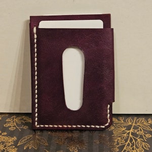 Tarjetero minimalista de piel de Búfalo de curtido vegetal - Burdeos