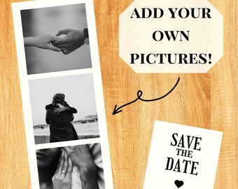 Save The Date | Film Strip | Modern | Digital Template | Easy to Use | Editable