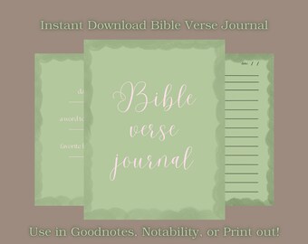 Hand Drawn Bible Verse Journal | PDF Digital Journal for Goodnotes 5 or Notability | Pretty Aesthetic Unique Notebook for Bible Journaling