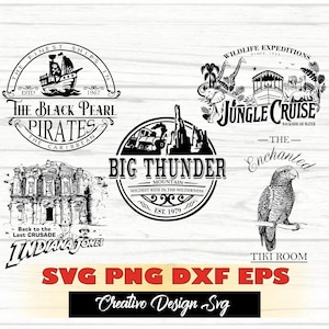 Big Thunder Svg Png Dxf Eps Indiana Jones SVG Tiki Room Svg Jungle Cruise Svg The Black Pearl Svg Pirates DisneyWorld Disneyland Ride Park