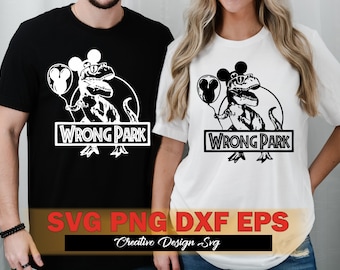 Wrong Park Svg Png Dxf Eps Parque temático familia Svg T-Rex con globo Svg Png Jurassic Svg