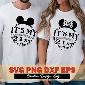 Ratón Mi cumpleaños número 21 Svg para cricut, Cumpleaños de niño, Cumpleaños de niña, Orejas de ratón Svg, Mi cumpleaños Svg, Celebrando mi cumpleaños número 21 Svg