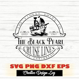 Piratas viajan Svg Png Dxf Eps, Piratas del Caribe Svg, Diseño de camiseta de perla negra, Amante de los cruceros, Vacaciones mágicas Svg Park Descarga digital