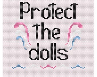 Patrón de punto de cruz en PDF "Protect the Dolls"
