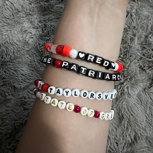 Red Era Personalized Friendship Bracelets with Aurora Borealis and Crackle Glass Beads (8mm)